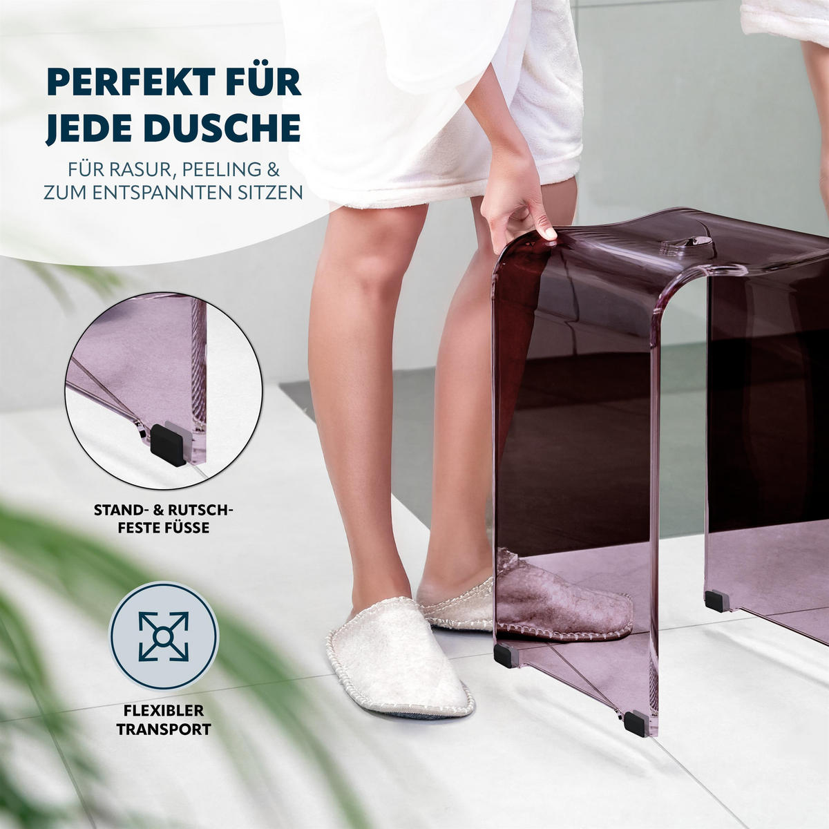 DUSCHHOCKER, lila, Kunststoff - Mauve, Kunststoff (32/48.5/27cm) - bremermann