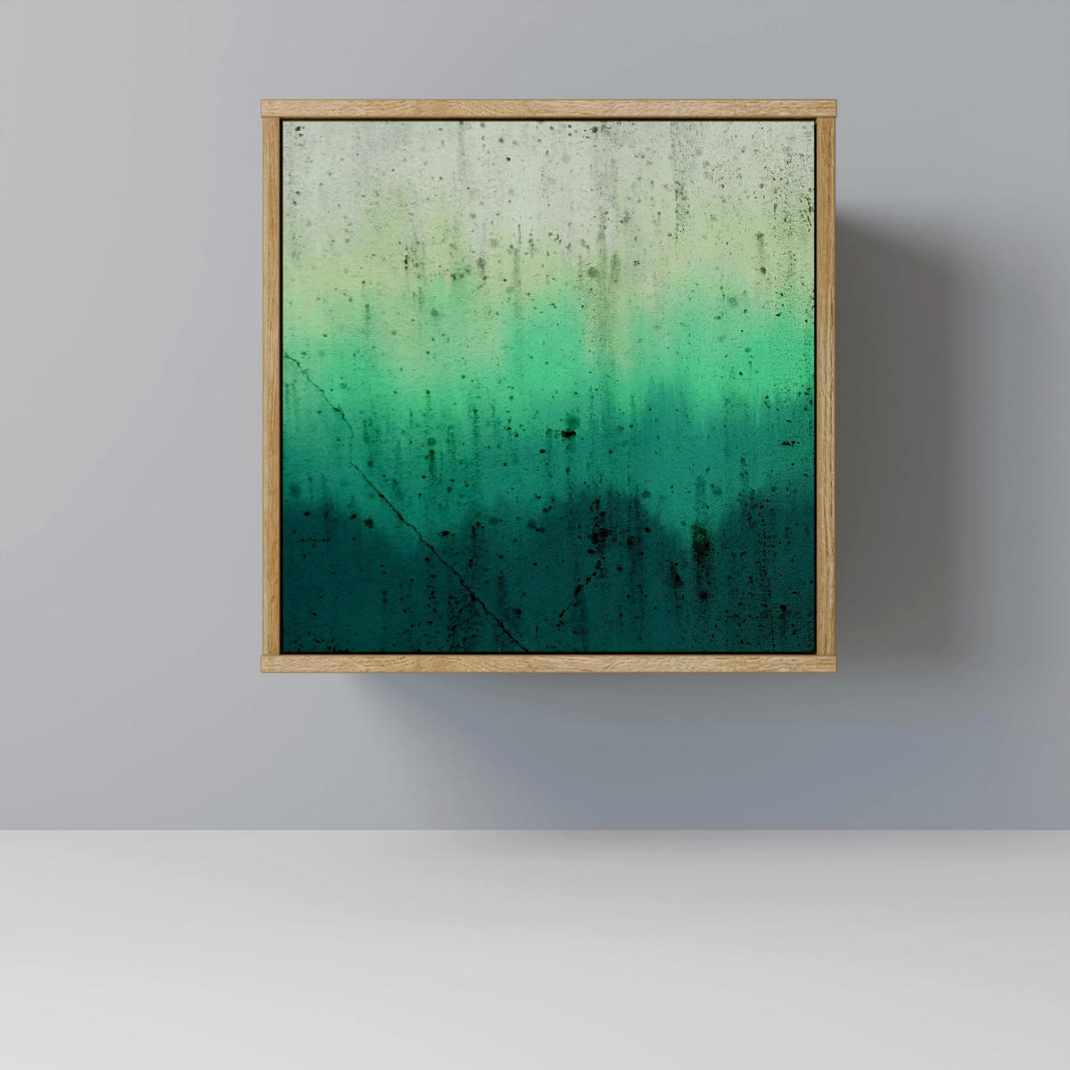 SIDEBOARD NORTHERN LIGHTS, Eichefarben, 57,5x42x70,5 cm, Schwarze Metall-Sternfüße - Eichefarben/Multicolor, Holzwerkstoff/Metall (57.5/70.5/42cm) - SpaceRebels