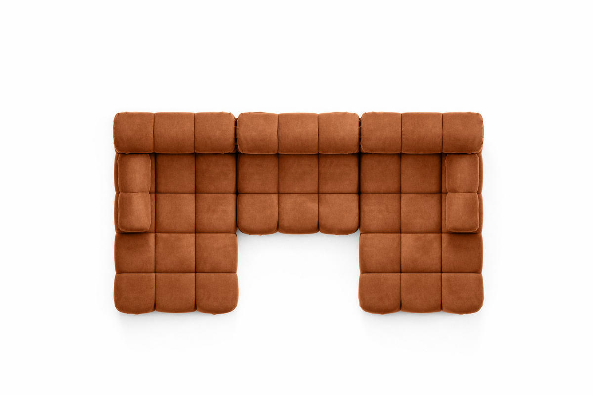 ECKSOFA U-Form, Stoff Velours Salvador, Braun, Selia U - Braun, Holz (285/70/160cm) - Kaiser Möbel