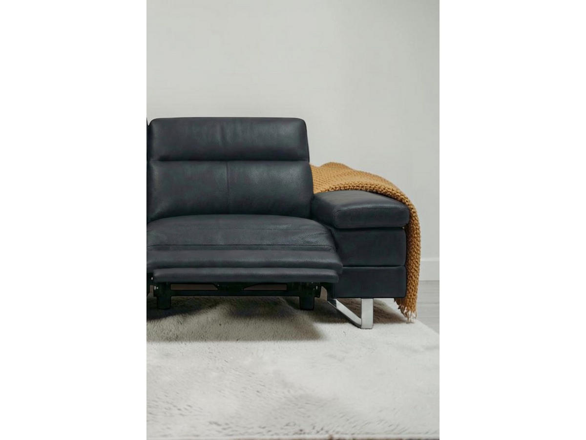 2-SITZER Sofa Virage Echtleder mit 2 x Relaxfunktion Schwarz - Schwarz, Leder/Metall (184/75/109cm)