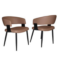ARMLEHNSTUHL-SET DE-36248 2 Stück mit gepolsterter Rückenlehne Braun - Braun, Metall (48/80/51cm) - ComfortXL