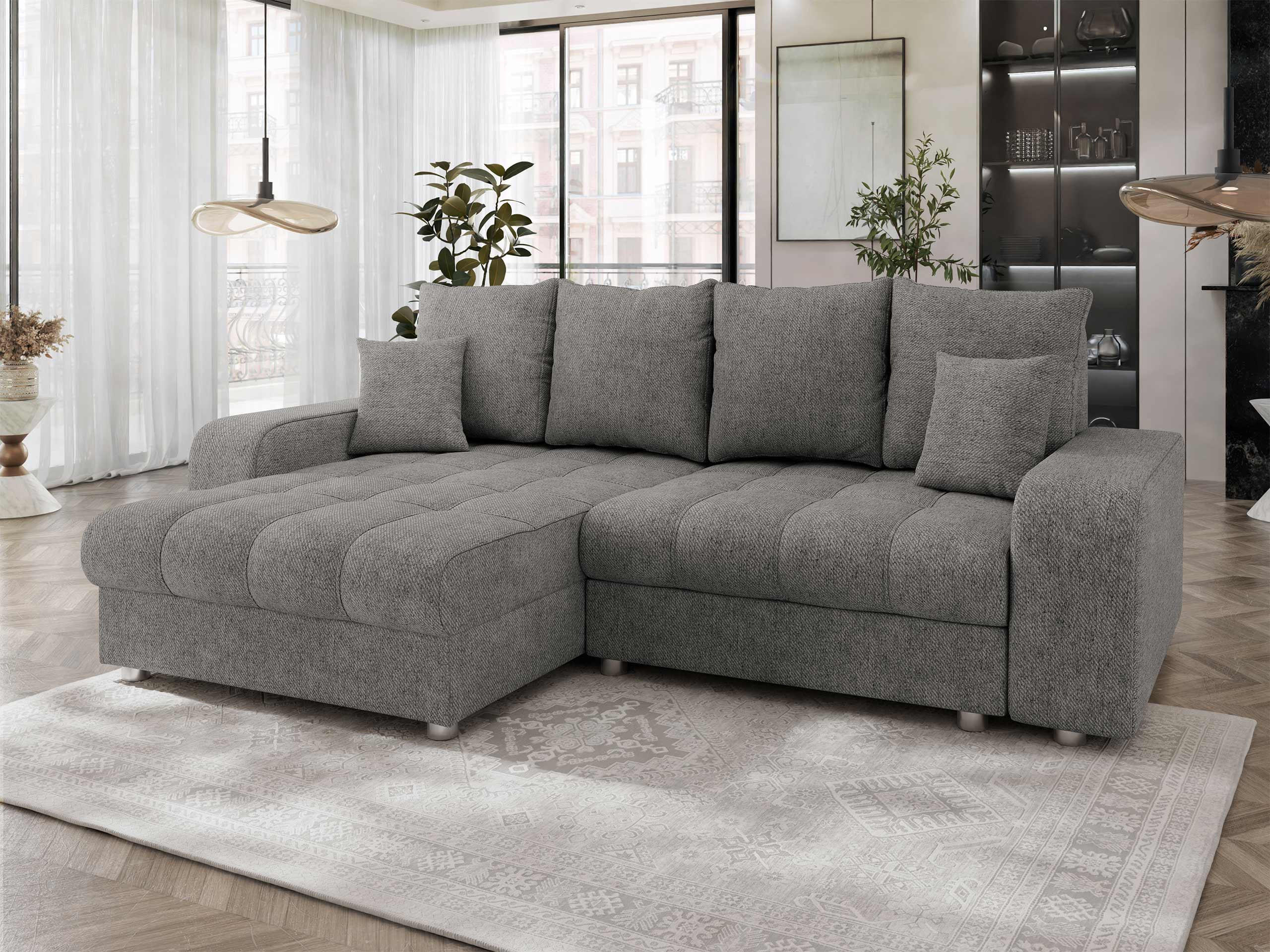 ECKSOFA Kronos - Dunkelgrau/Silberfarben, Holz/Textil (250/166cm) - MIRJAN24