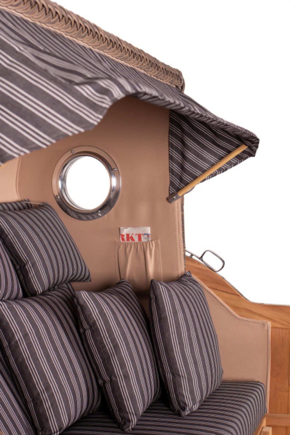 STRANDKORB XXL Düne Grande Teak PE Grey - Braun/Grau, Metall (170/170/95cm) - Mr. Deko