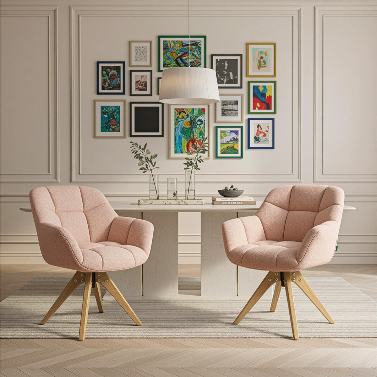 DREHSTUHL Mika-Nele - Honigeiche/Rosa, Eichenholz/Holz (65/81/66cm) - DUBI Möbel