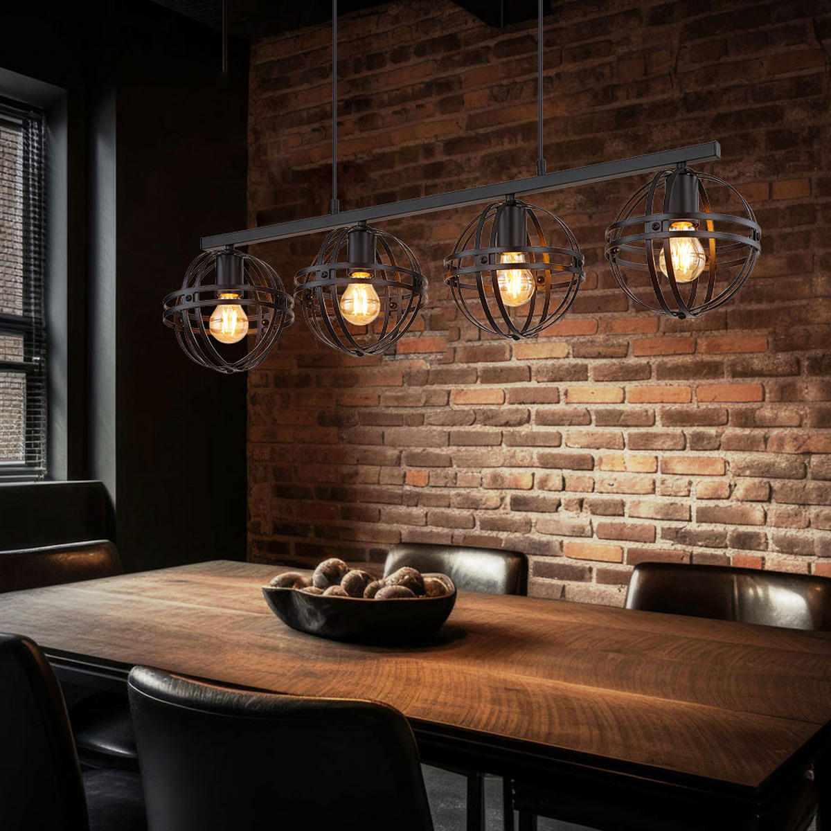 LED HÄNGELEUCHTE Metall Schwarz 4 Flammig - Schwarz, Metall (95/20/120cm) - Globo Lighting