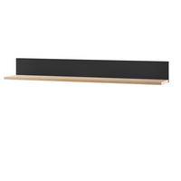 WANDBOARD schwarz, Grandson Eiche, Wandregal 140 x 17 cm Bücherregal - Schwarz Hochglanz/Eichefarben, Holzwerkstoff (140/17/24cm) - Furn.Design