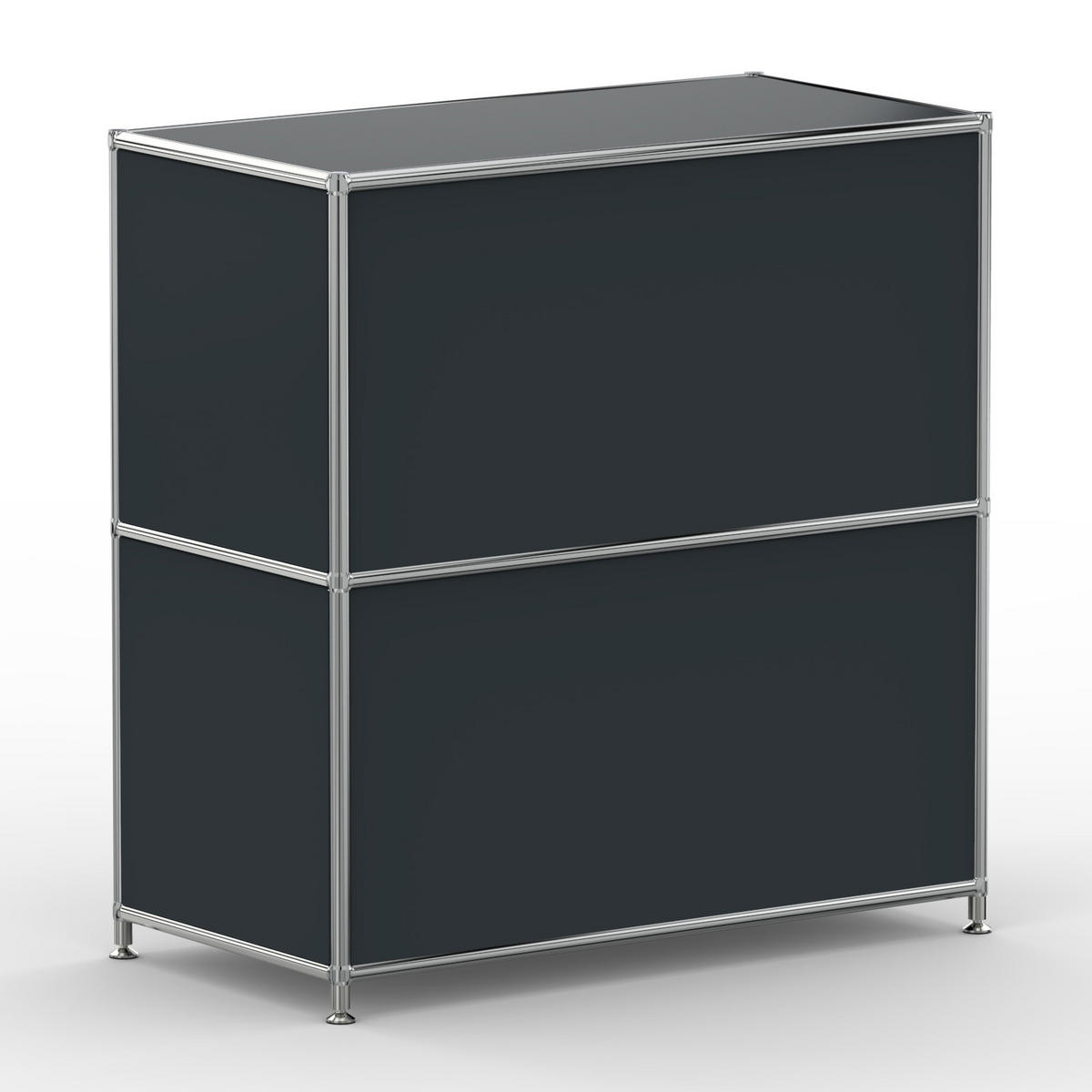 AKTENSCHRANK Büro, 2 offene Fächer, Breite 77 cm, Anthrazitgrau - Chromfarben/Grau, Metall (40/80.5/77.2cm) - Versee