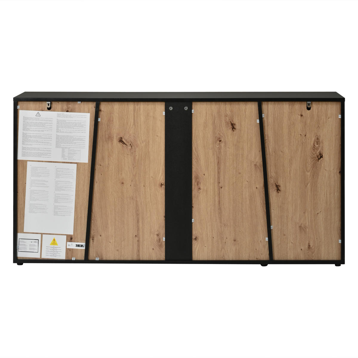 KÜCHENSCHRANK 140x35x70cm Schwarz Holzton mit 3 Schubladen - Schwarz/Naturfarben, Holzwerkstoff (140/70/35cm) - FLIEKS