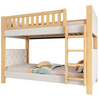ETAGENBETT 90x200cm, vierstufige gerade Treppe, Grau+Natur - Grau, Holz (94/212cm) - KOMHTOM