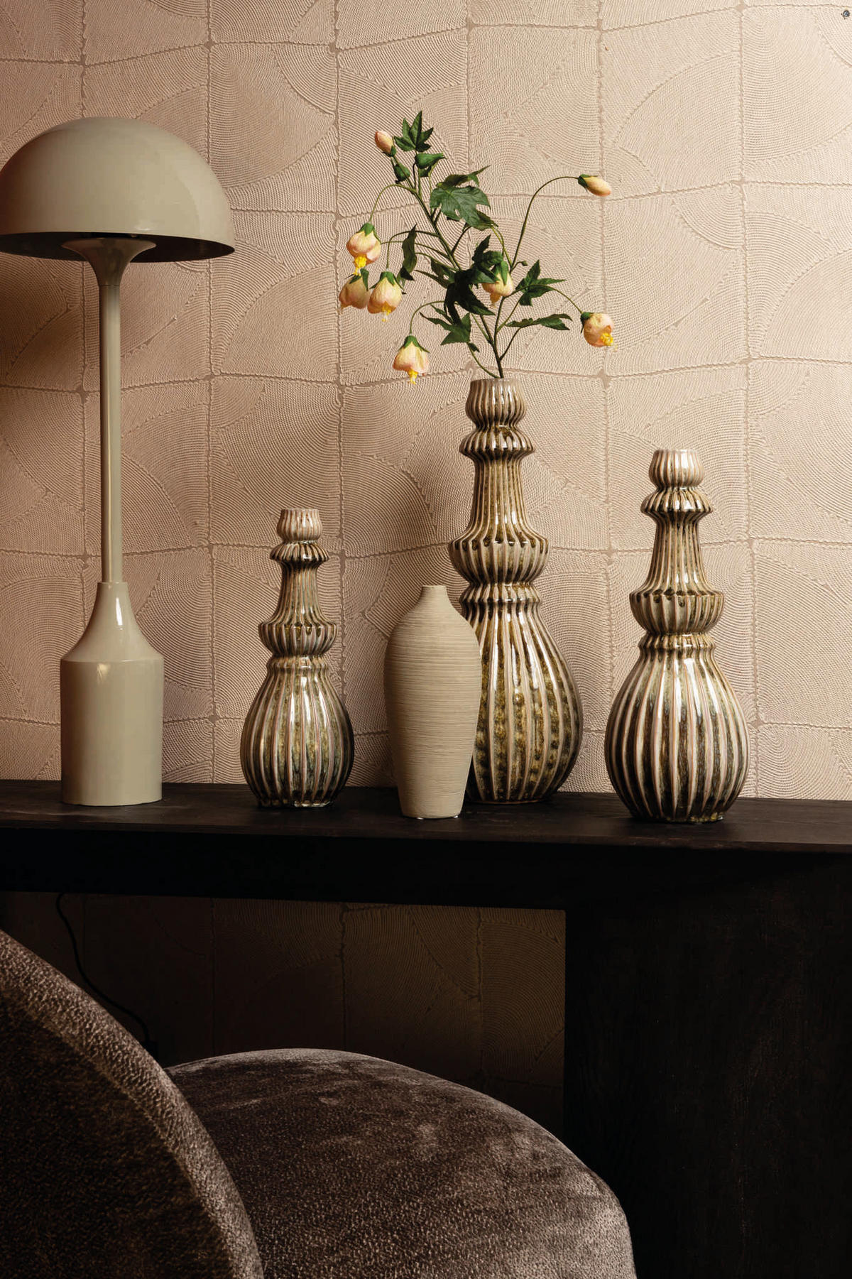VASE Myrtle Beige 18.5/18.5/50cm - Beige, Keramik (50cm) - PTMD Collection