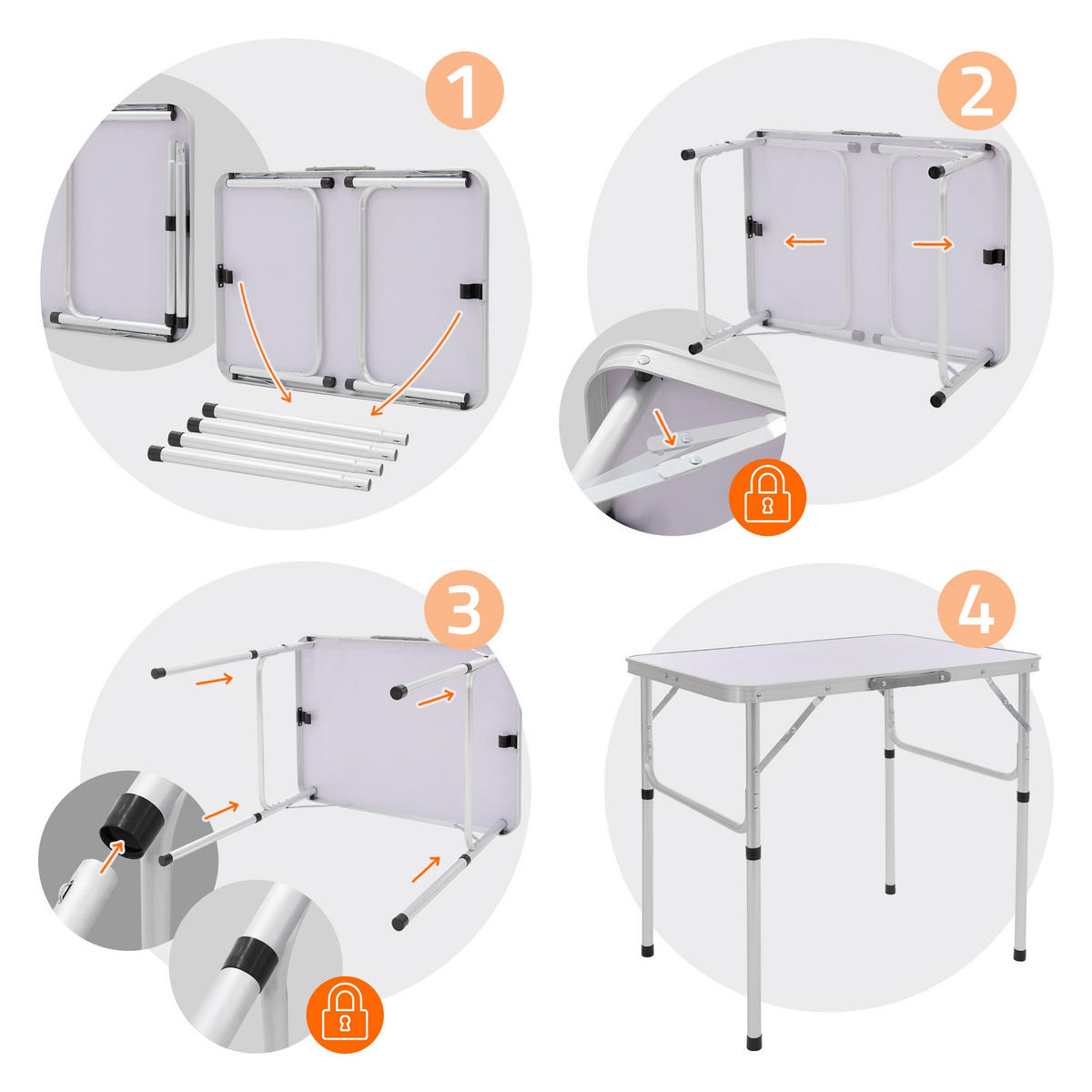 CAMPINGTISCH - Weiß, Metall (55/75/68cm) - ML-DESIGN