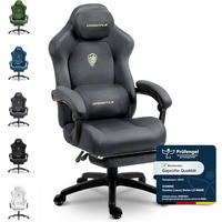 GAMING-STUHL Mikrofaser-Velours & Lendenkissen, Fußstütze 160° Neigbar - Grau, Leder (70/132/70cm)