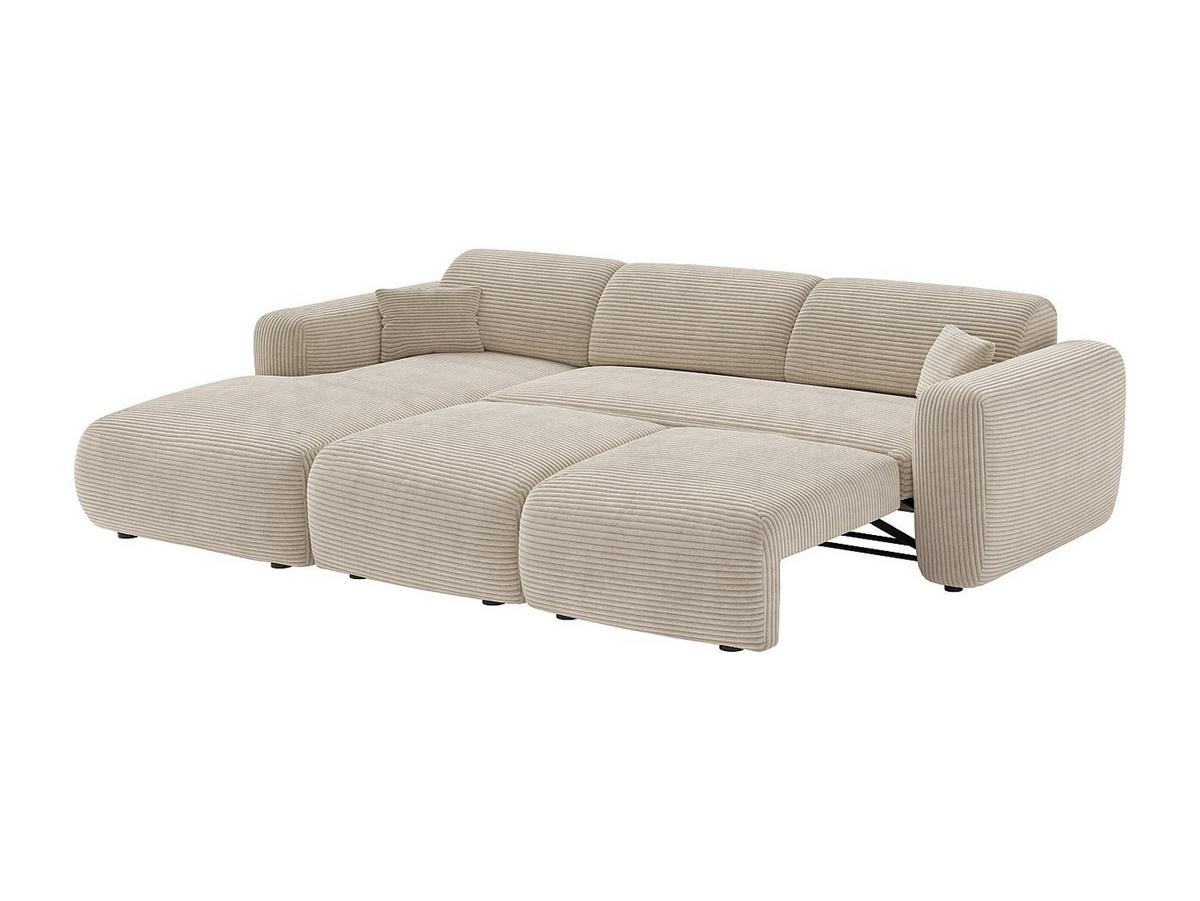 SCHLAFSOFA - 5 Personen - samt - beige Pogni - Beige, Kunststoff/Textil (283/77/180cm) - Vente-Unique