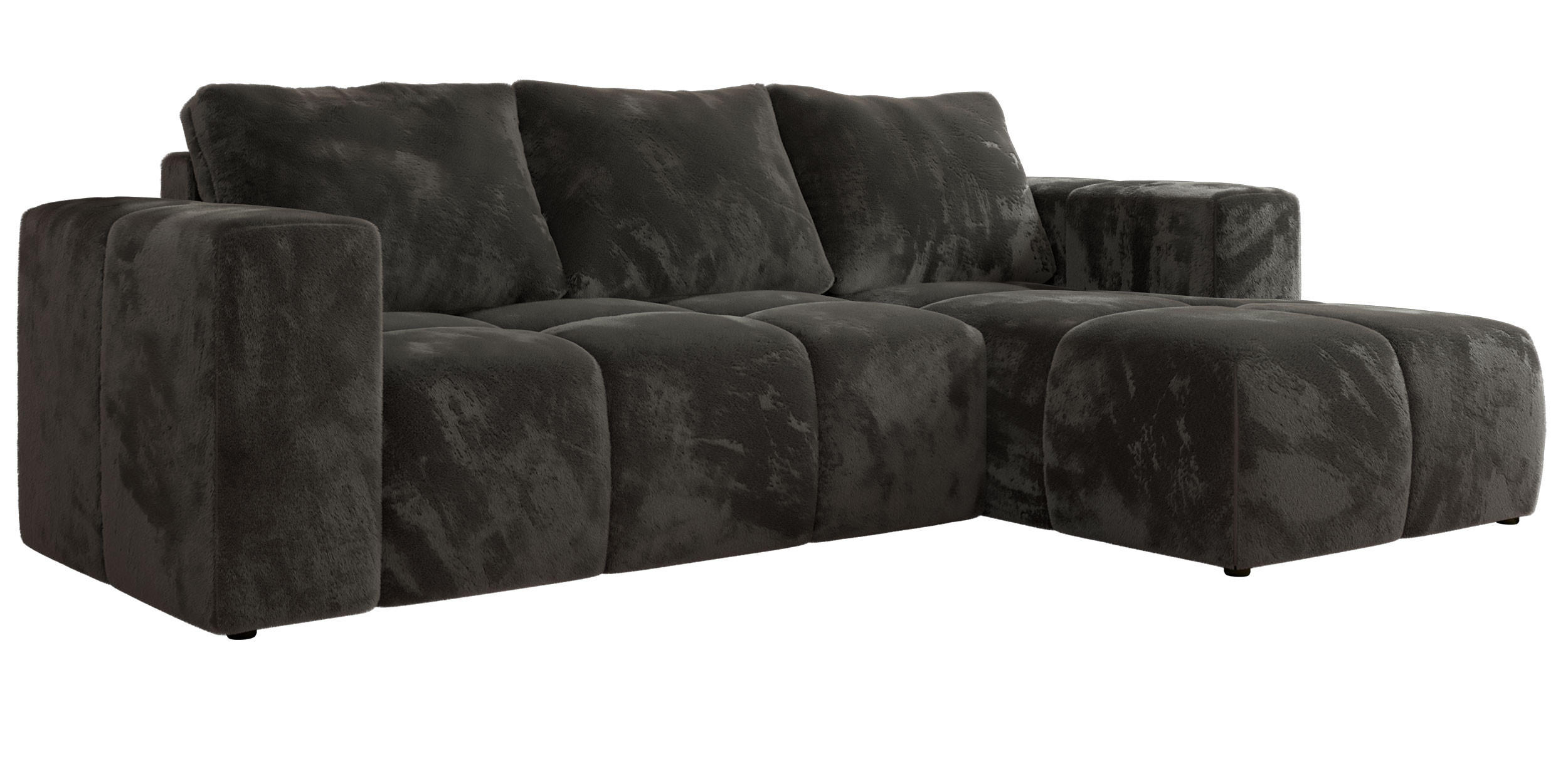 ROHOVÁ SEDAČKA MONIVA L - Tmavě šedá Plyš - Pravá Strana - černá/tmavě šedá, textil/plast (266/164cm) - MKS