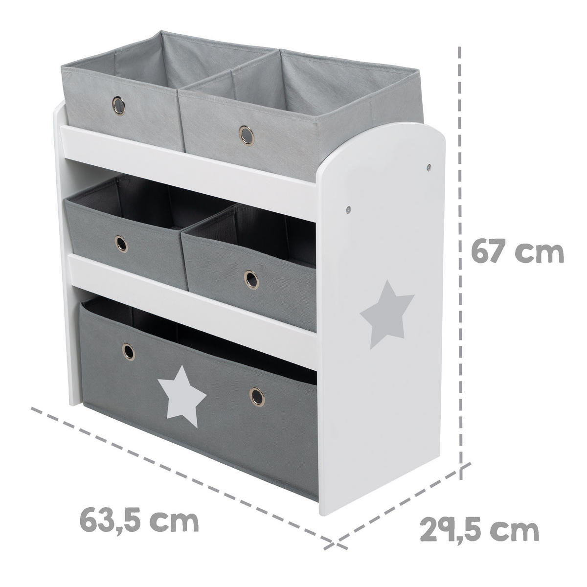 SPIELREGAL Stars - Grau, Holzwerkstoff (63.5/67/29.5cm) - Roba