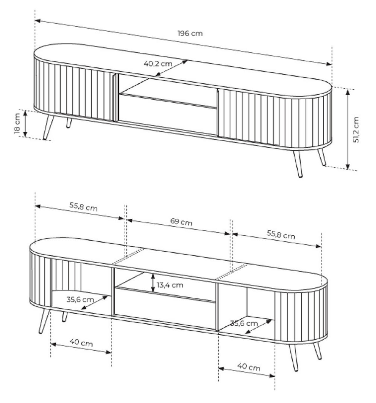 TV-LOWBOARD 195 Delano cm mit Schublade, Eiche Cremona - Eichefarben, Holz (196/51/40cm) - Emporius