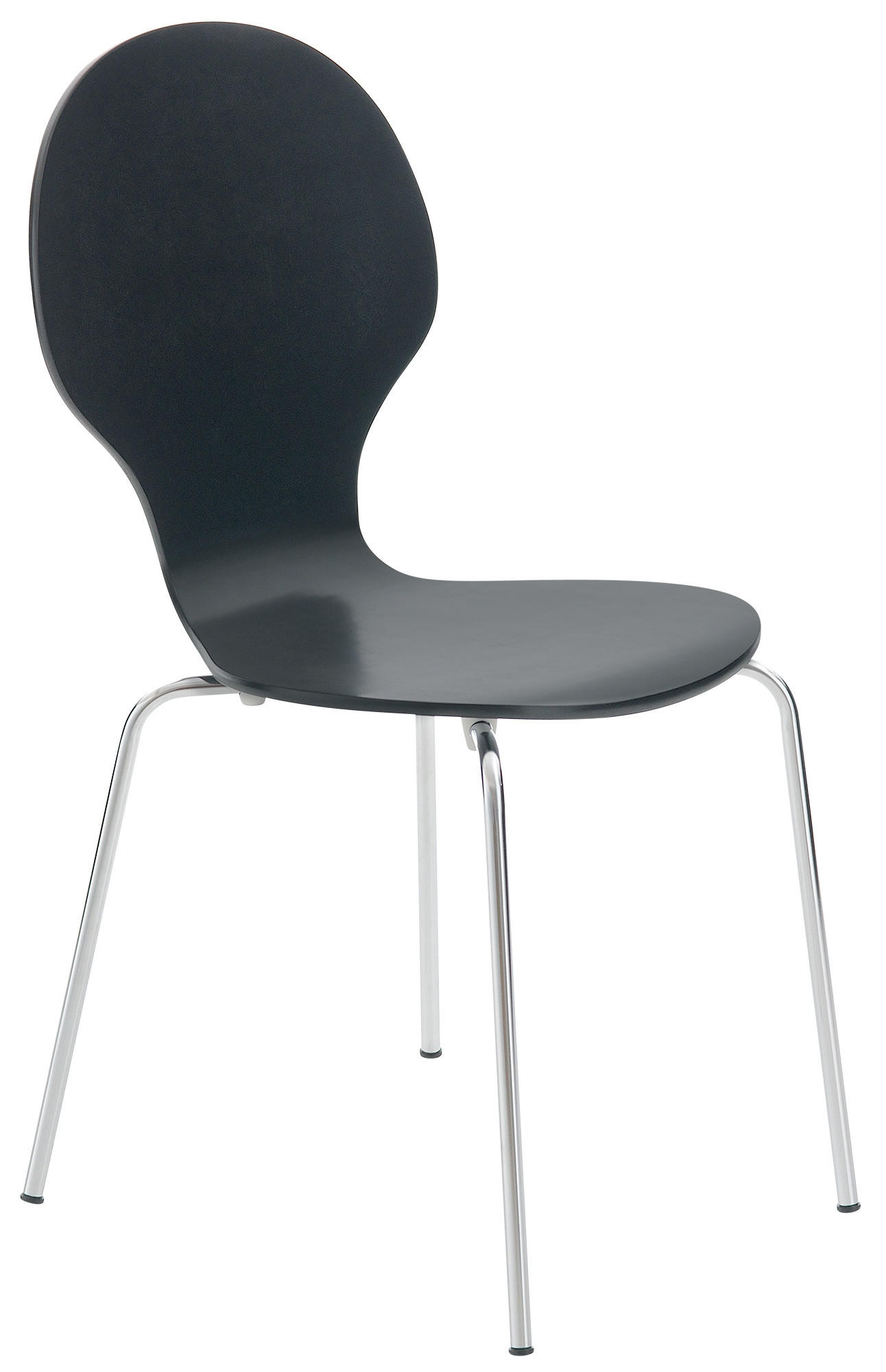 BESUCHERSTUHL Holz schwarz - Chromfarben/Schwarz, Holz/Metall (43/86/45cm) - CLP