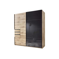 KLEIDERSCHRANK Oldenburg in Artisan Eiche mit Glasfront Grey - Schwebetürenschrank - Braun, Holzwerkstoff (180/198/65cm)