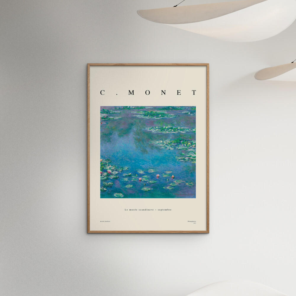 POSTER mit Rahmen Arch Atelier - Claude Monet — Nénuphars - Blau/Eichefarben, Holz/Papier (30/40cm) - Poster&Frame