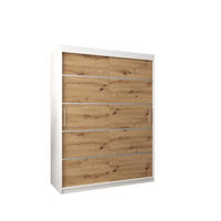 SCHWEBETÜRENSCHRANK 200/150/62 2-türig - Silberfarben/Eiche Artisan, Holz/Kunststoff (150/200/62cm) - MÖBEL KRYSPOL