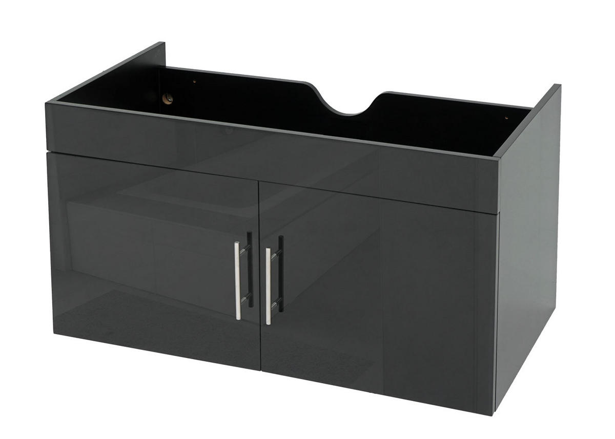 WASCHBECKENUNTERSCHRANK Schwarz - Schwarz, Holz (90/48/46cm) - MCW