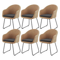 GARTENSTUHL Cody 6er-Set - Braun, Naturmaterialien (57/82/59cm) - Juskys