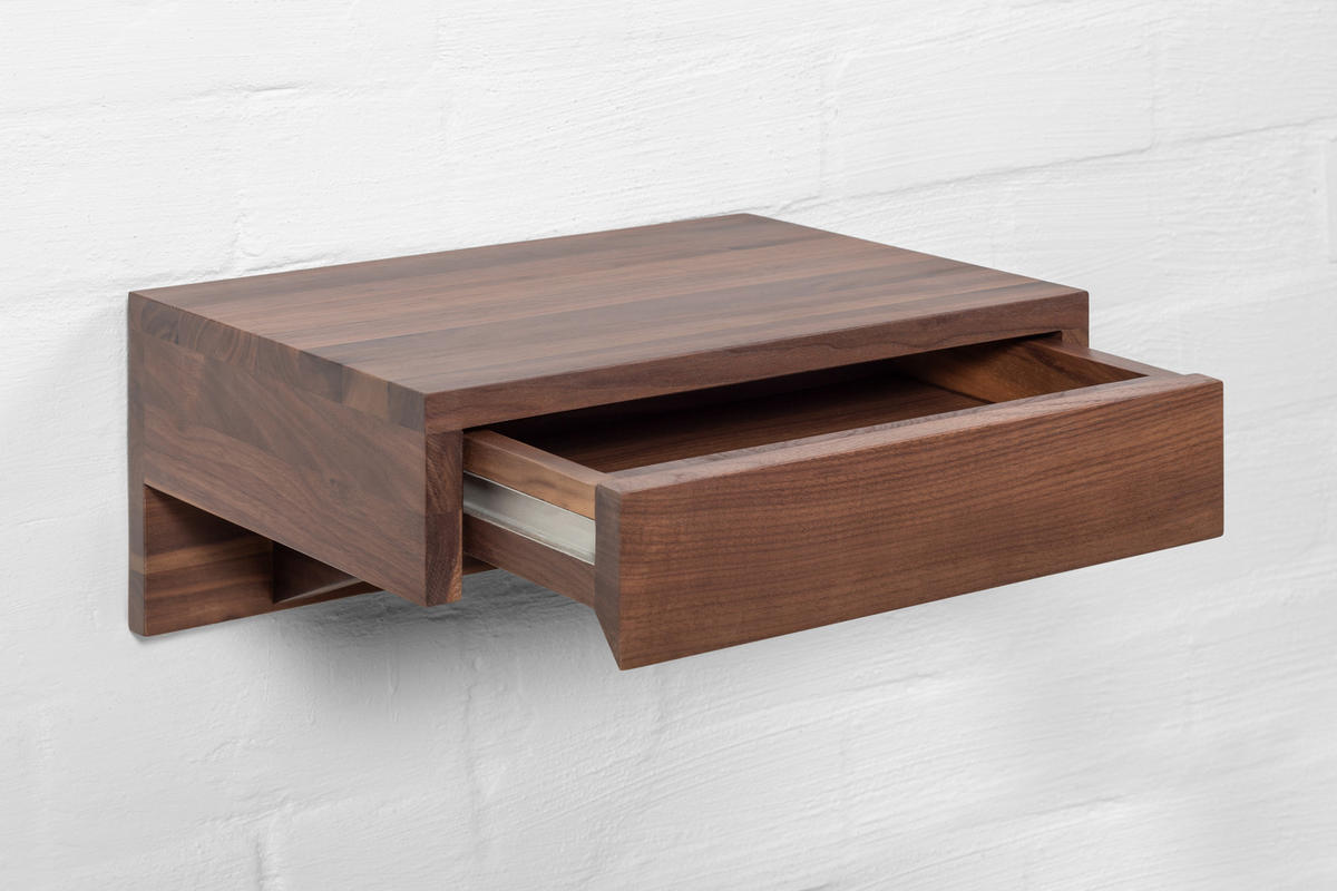 SCHWEBENDER NACHTTISCH Bo aus Walnussholz - Braun, Holz (40/18/30cm) - WOODEK