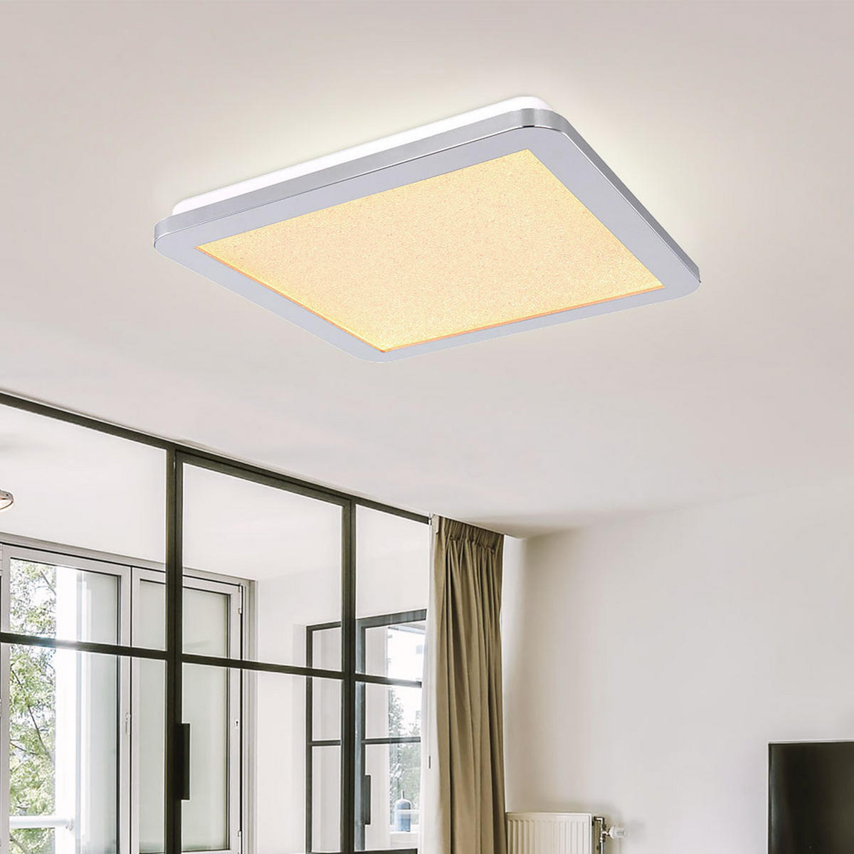 LED DECKENLEUCHTE Metall Kristalloptik Silber - Silberfarben, Metall (30/30/3cm)