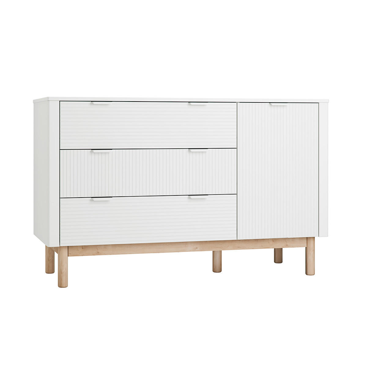 DĚTSKÁ KOMODA Miloo Bílá - bílá, kompozitní dřevo (144.5/90.5/52.5cm) - Petits-meubles