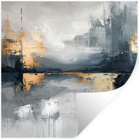 WANDTATTOO Kunst - Grau - Gold - Abstrakt 50x50 cm - Dunkelgrau, Kunststoff (50/50/0.1cm) - MuchoWow