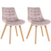 STUHL 2er Set Samt pink - Pink/Eukalyptusholzfarben, Holz/Textil (54/84/63cm) - CLP