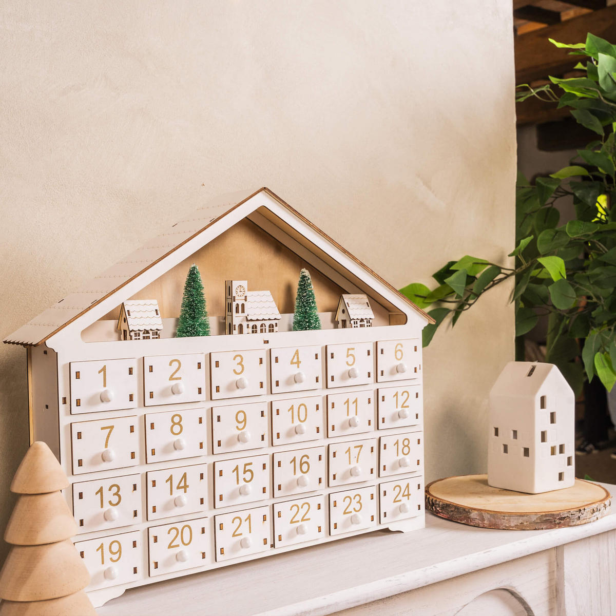 ADVENTSKALENDER Mehrfarbig 9/42/34 cm - Multicolor, Holz (9/34/42cm) - Mobili Rebecca