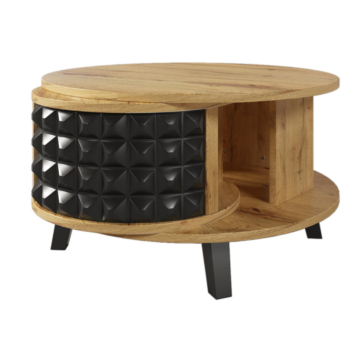 COUCHTISCH Natur und Schwarz 85,2/80/45,2 cm Drehbar - Naturfarben, Holzwerkstoff (80/85.2/45.2cm) - PANGIVO