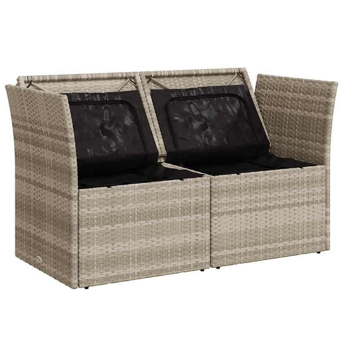 GARTENSOFA Mit Kissen 2-Sitzer Hellgrau Poly Rattan - Grau, Kunststoff (124/69/62cm) - vidaXL