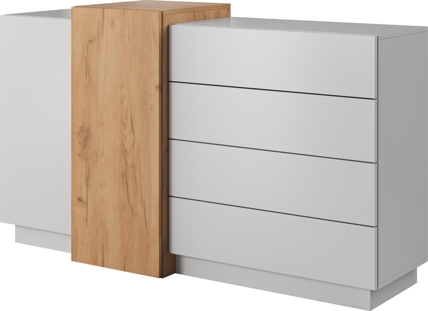 KOMMODE Grida in Eiche Craft Hellbraun, 160/94/45 cm - Weiß, Holzwerkstoff (160/93.5/45cm) - WFL GROUP