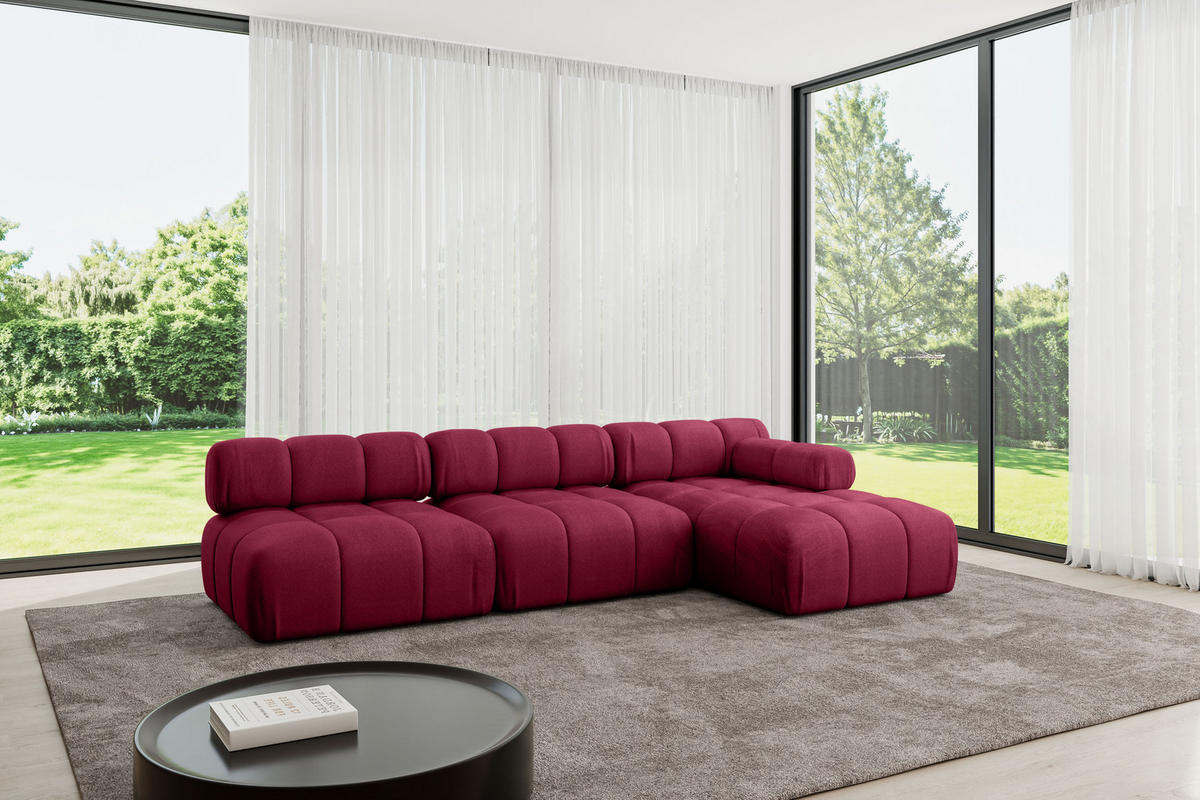 ECKSOFA modulares Sofa Razon-L2 - 285x160x70 cm Bordeauxrot Velours - Bordeaux, Holzwerkstoff/Textil (285/160cm) - ALTDECOR