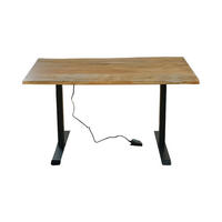 SCHREIBTISCH LORA elektrisch höhenverstellbar Holz Akazie - Schwarz/Naturfarben, Holz (180/90/72cm) - KAWOLA