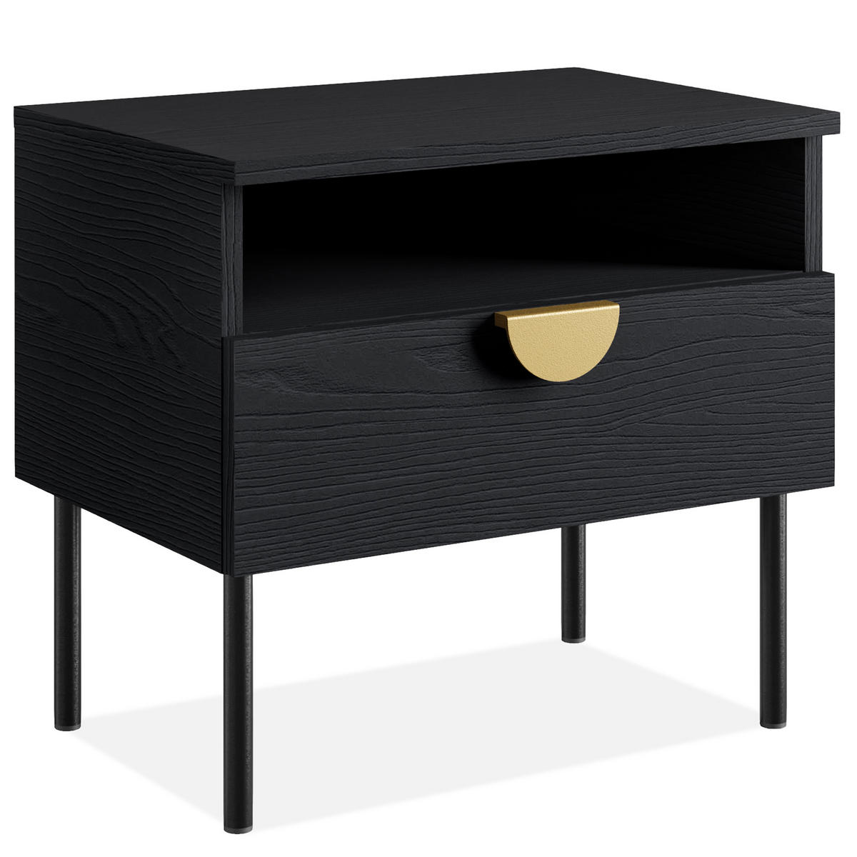 NACHTTISCH VIDIS Nachtschrank 2-er Set, Modern - Schwarz, Holzwerkstoff (50/46/35cm) - KONSIMO®