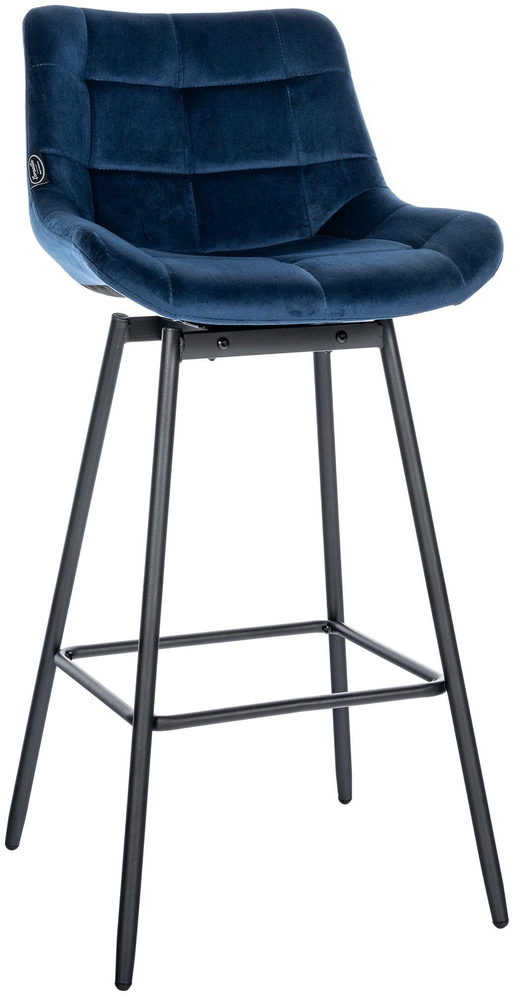 BARHOCKER Samt blau - Blau/Schwarz, Textil/Metall (49/105/56cm) - CLP