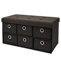 SITZBANK Faltbar, 76/38/38 cm, mit 6 Schubladen, 80 Liter, Dunkelbraun - Braun, Textil (38/38/76cm) - Dunedesign
