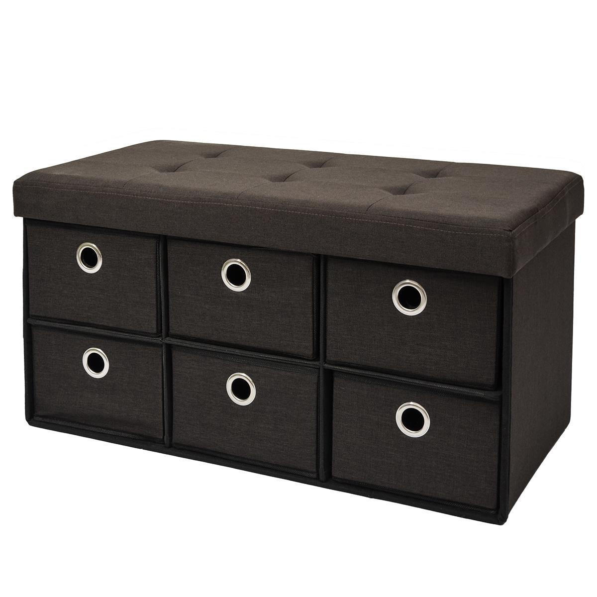 SITZBANK Faltbar, 76/38/38 cm, mit 6 Schubladen, 80 Liter, Dunkelbraun - Braun, Textil (38/38/76cm) - Dunedesign