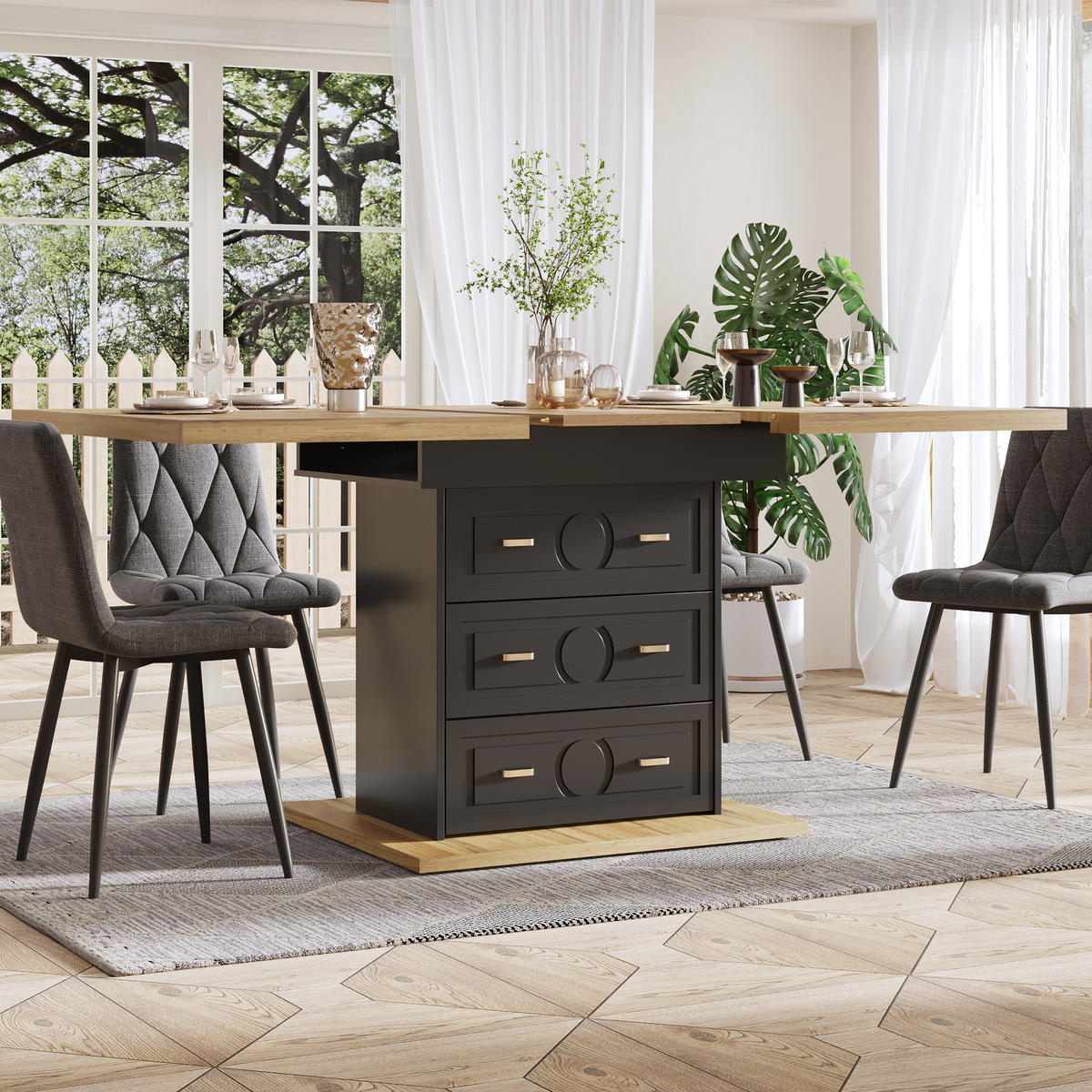 ESSTISCH Ausziehbar 110-140x80Cm Holz 6 Personen - Naturfarben, Metall (80/110/75cm) - FLIEKS
