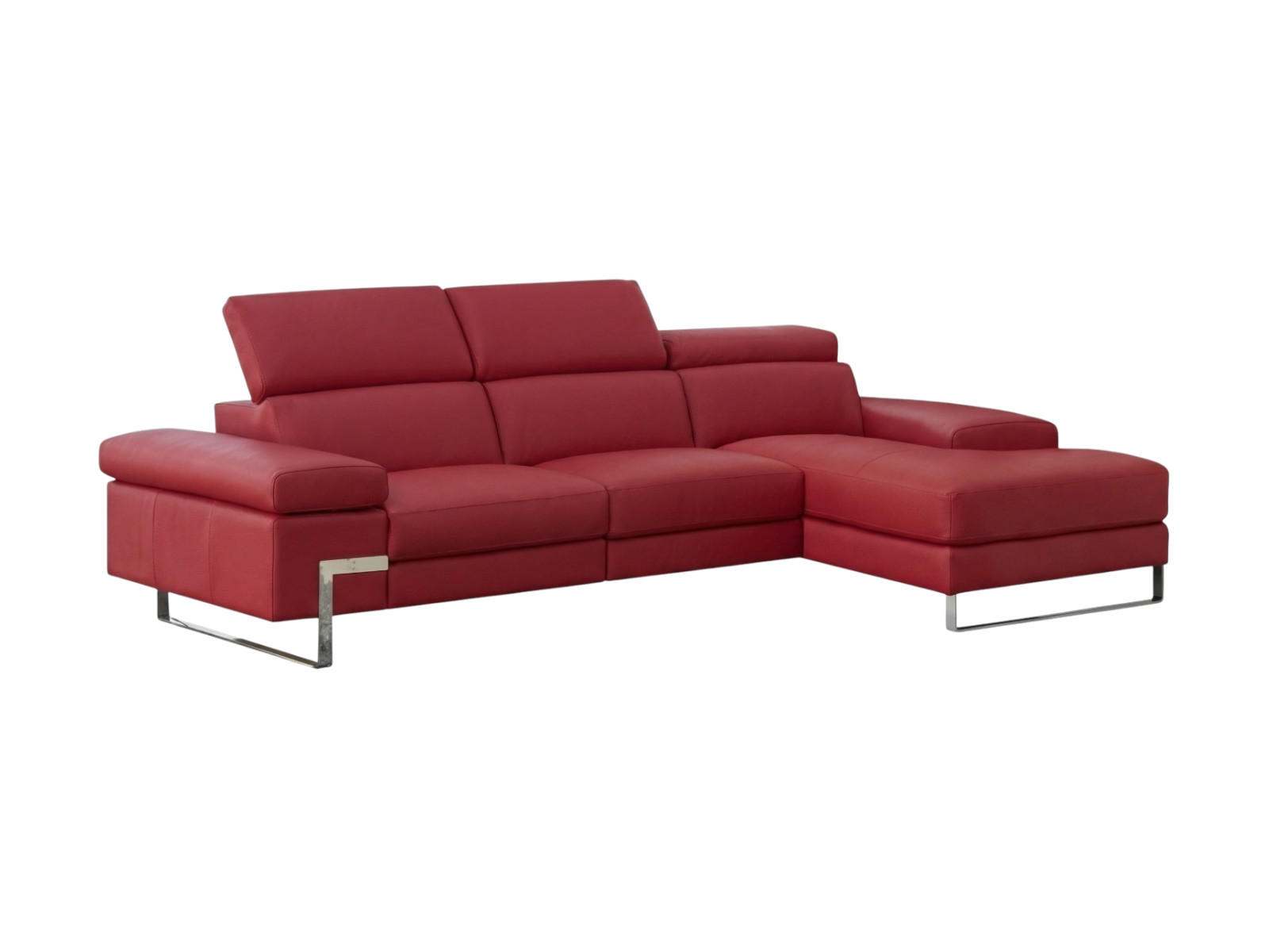 ECKSOFA Lete Echtleder Rot - Rot, Leder/Metall (160/232cm)