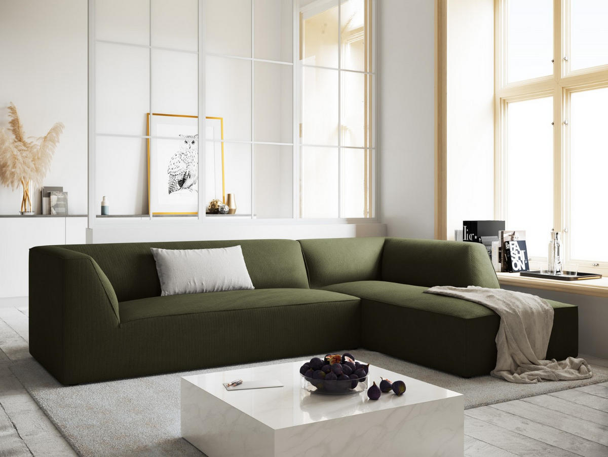 ECKSOFA rechts Ruby aus Cord grün 4 Sitzplätze - Grün, Textil (180/273cm) - Micadoni