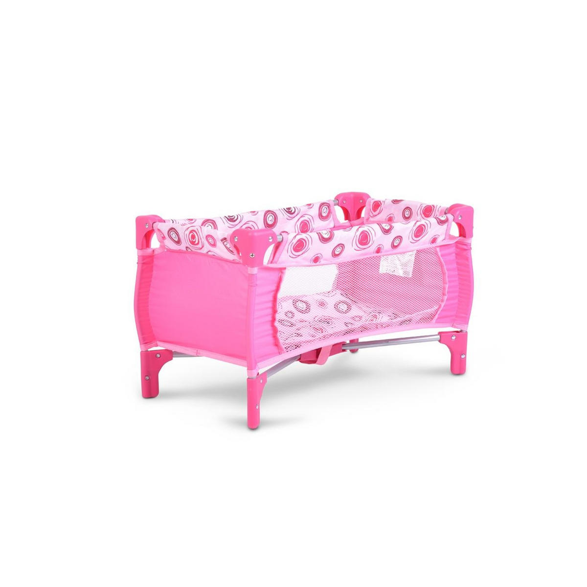 PUPPENBETT Apple 9340 56 x 33 cm, faltbar, Matratze, Seitenfenster, Tragetasche, ab 3 Jahren - Rosa, Kunststoff (56/32/33cm) - Moni