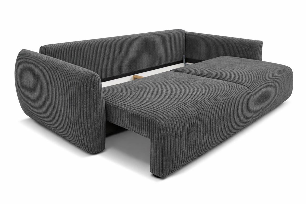 SOFA Mit Schlaffunktion Und Bettkasten, Cordstoff Poso, Grau, Zephira - Grau, Holz (238/87/102cm) - Kaiser Möbel