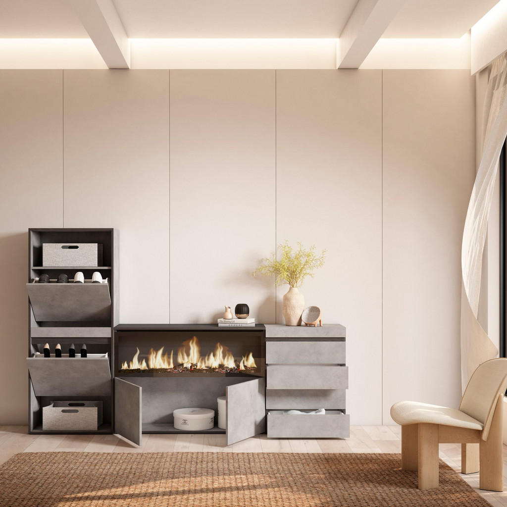 Thumbnail - Skraut Home Schuhkipper,, Grau, Holzwerkstoff, Rechteckig, 224x145x35 cm, Garderobe, Schuhaufbewahrung, Schuhkipper