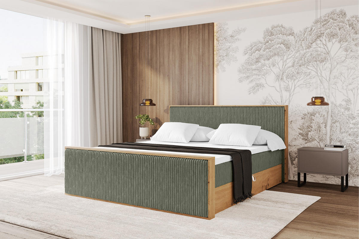 BOXBETT LOLLI9 -Z 160x200 - H3 Olivgrün - Olivgrün, Holzwerkstoff (160/200cm) - ALTDECOR