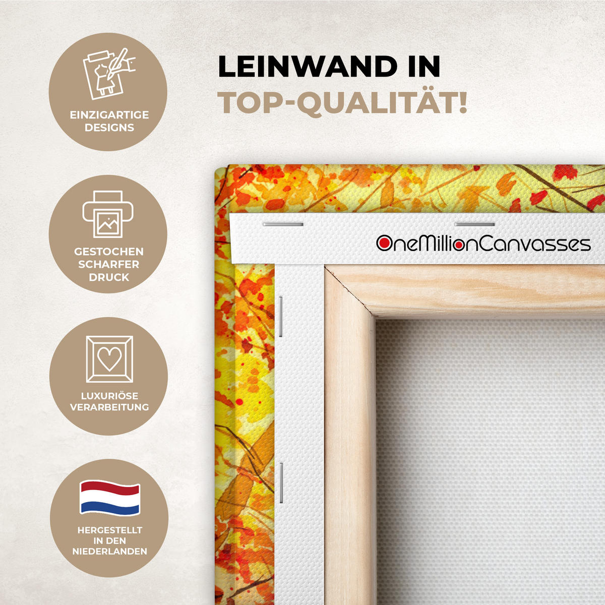 SLIKA NA PLATNU Jeleni 20x20 cm - oranžna, tekstil (20/20cm) - MuchoWow