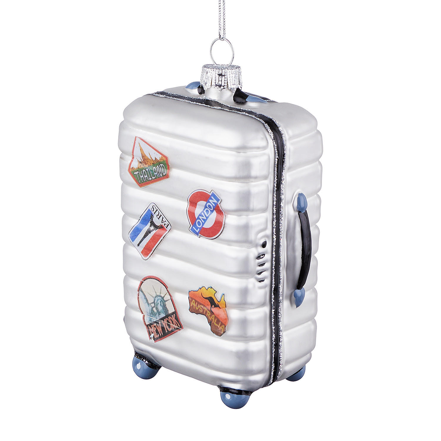 BAUMANHÄNGER Hang On Koffer - Silberfarben, Glas (4.9/12/7cm) - Butlers